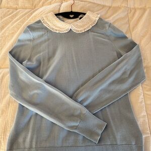 Women's  Sweater with Removable Lace Collar